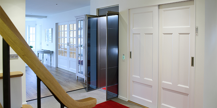 rigel home lift installed in home entrance